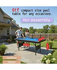 Rainsken 63.8" Foldable Pool Table, Indoor Billiards Table with Balls, Cue Sticks, Chalks, Brush and Triangular Rack for Family Game Room