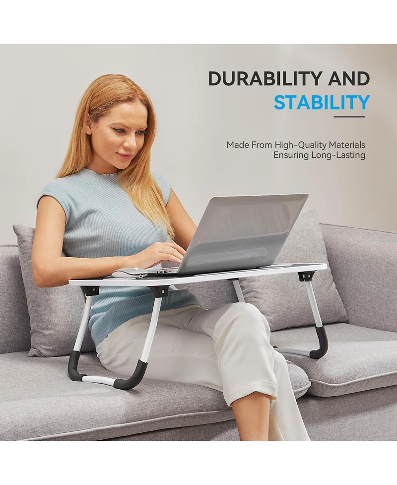 Gnuadz Folding Lap Desk Portable Wood Laptop Bed Cup Holder Sofa Couch Floor