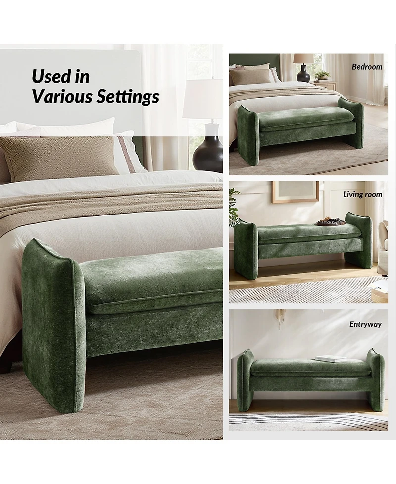 Hulala Home Ella Modern Chenille Fabric Upholstered Bench