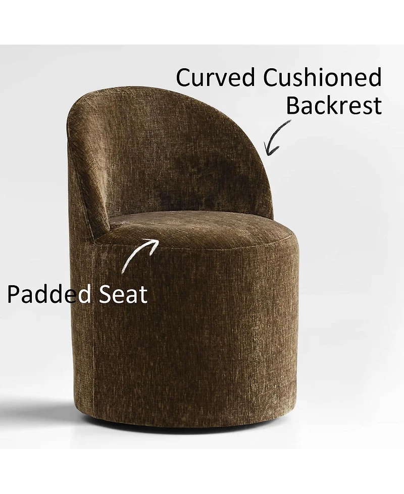 Maison Boucle Set of 2 Chenille Swivel Accent Chairs with Casters, Barrel Chair