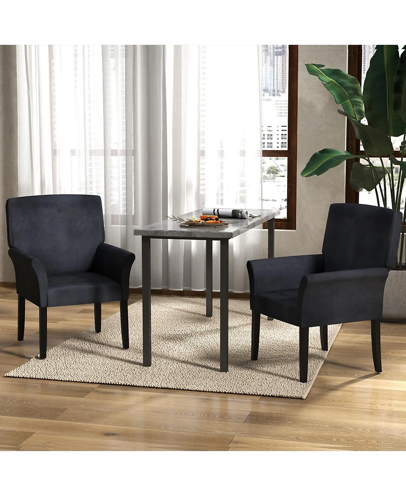 Gouun Upholstered Guest Armchair with Rubber Wood Legs and Padded Armrests