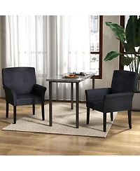 Gouun Upholstered Guest Armchair with Rubber Wood Legs and Padded Armrests