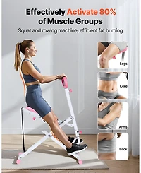 Mecale Deep Squat Rowing Machine, Foldable Glute Trainer with 3 Resistance Bands, Home Squat Machine for Glutes and Legs