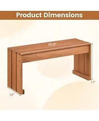 Sugift 2-Person Outdoor Bench with Solid Wooden Frame for Backyard