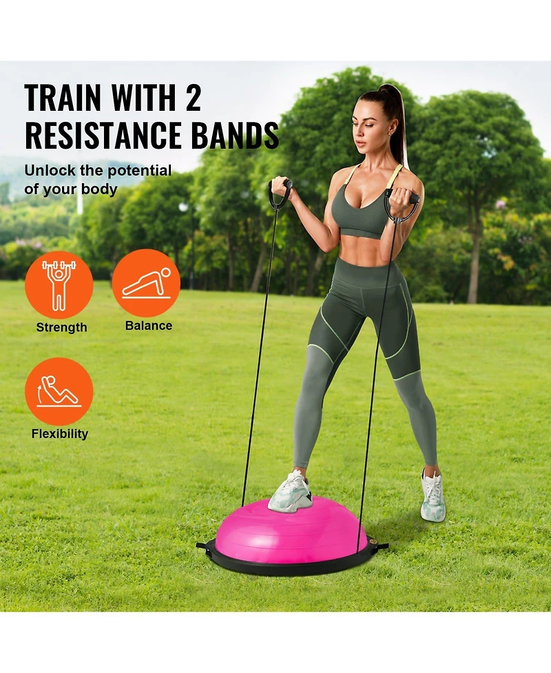 Mecale Half Balance Ball Trainer 1500 lbs with Resistance Bands