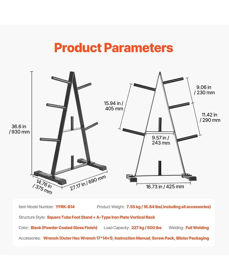 Mecale A Frame Weight Plate Rack for Plates 500 lbs Capacity