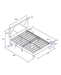 Lucky One Upholstered Platform Bed Frame with Headboard, Strong Wood Slat Support