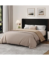 gaomon Bed Frame with Wingback Headboard, Velvet Upholstered Platform Bed Frame, Strong Wooden Slats, No Box Spring Needed