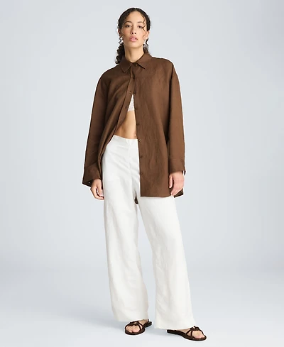 Kenneth Cole Women's Drop Shoulder Boyfriend Shirt