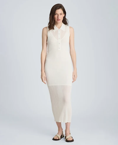 Kenneth Cole Women's Variegated Rib Sleeveless Polo Sweater Dress