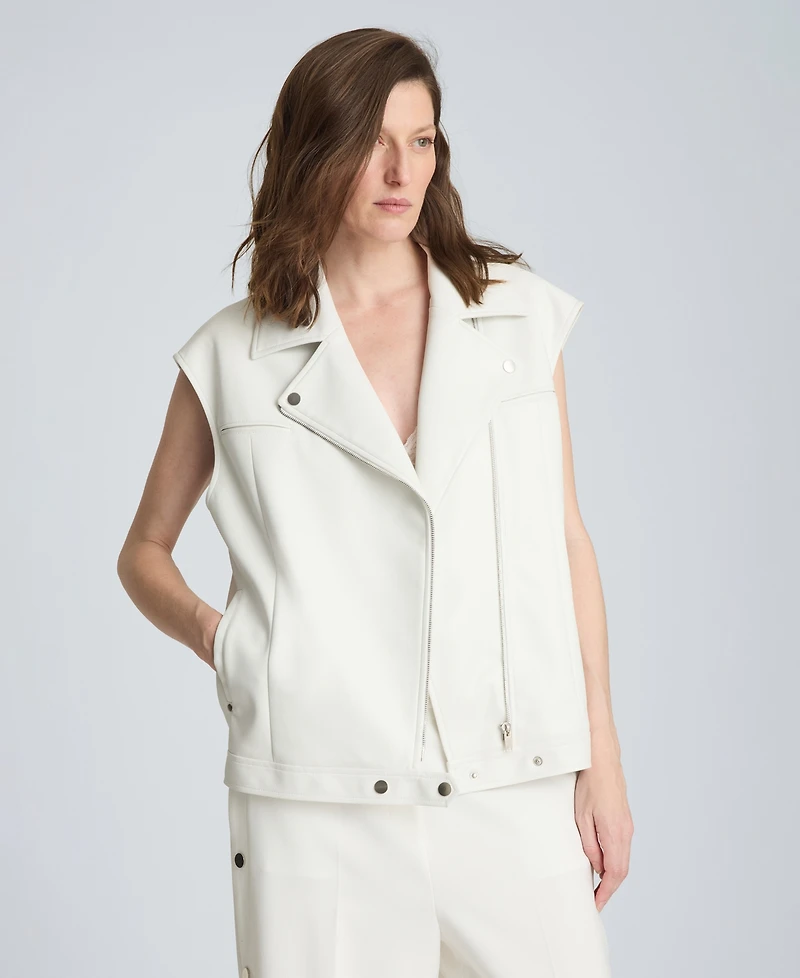 Kenneth Cole Women's Boxy Moto Sleeveless Vest