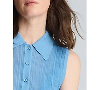 Kenneth Cole Women's Variegated Rib Sleeveless Polo Sweater Dress