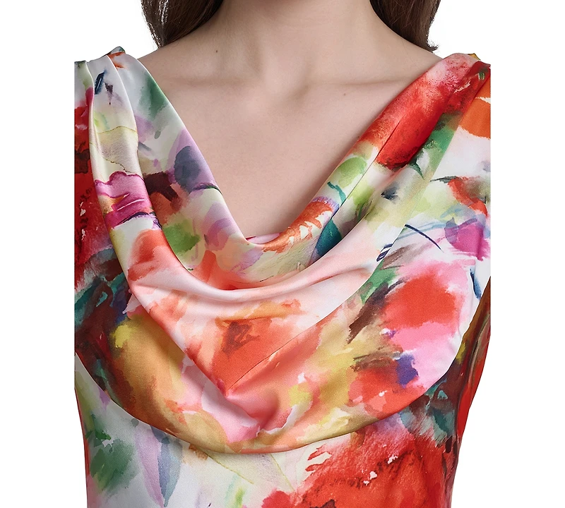Eliza J Women's Sleeveless Drape Cowl Neck Gown