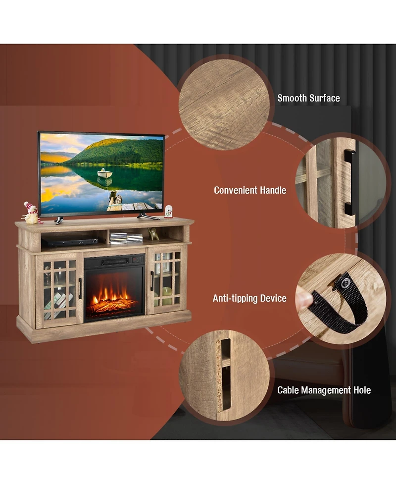 Gouun 48-Inch Electric Fireplace Tv Stand with Remote for TVs Up to 55 Inches