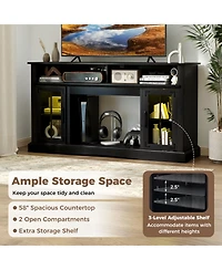 Gouun 58-Inch Rgb Led Tv Stand with Remote Control and Glass Doors