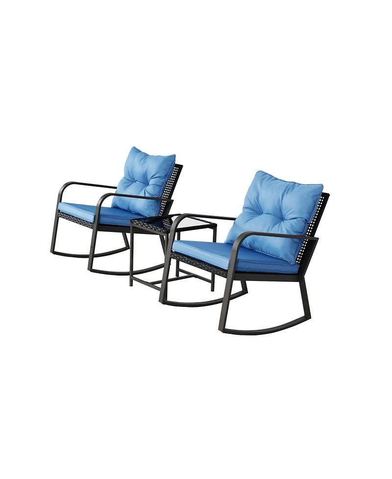 Mondawe 3-Piece Wicker Rocking Bistro Set with Cushions