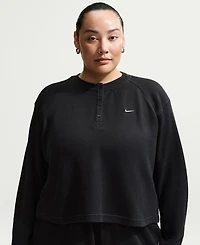 Nike Sportswear Chill Waffle Plus Oversized Henley Long-Sleeve Top