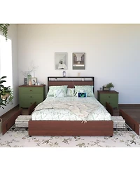 Lucky One Full Storage Headboard Charging Station Noise Free Platform Bed Frame