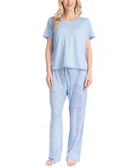 Muk Luks Women's Artistic Garden Round Neck Top and Ankle Pants
