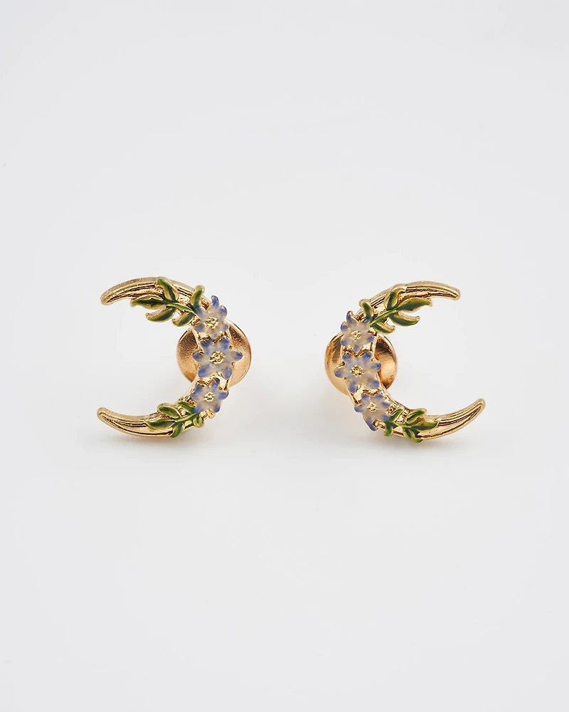 Fable England Nightshade Moon Gold Stud Earrings