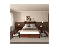 Lucky One Full Bed Frame with 6 Storage Drawers, Storage Headboard with Charging Statio Bed Frame