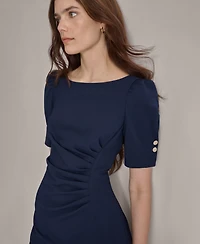 Dkny Petite Ruched Jewel Neck Sheath Dress