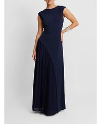 Six Stories Women's Cap Sleeve Pleated Maxi Dress
