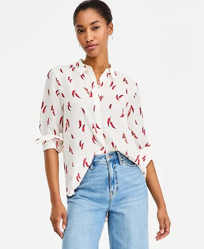 On 34th Women's Button-Front Crepe Shirt