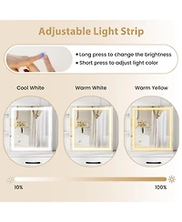 Gouun Vanity Desk with Sliding Mirror, Led Lights, 4 Drawers and Chair Set