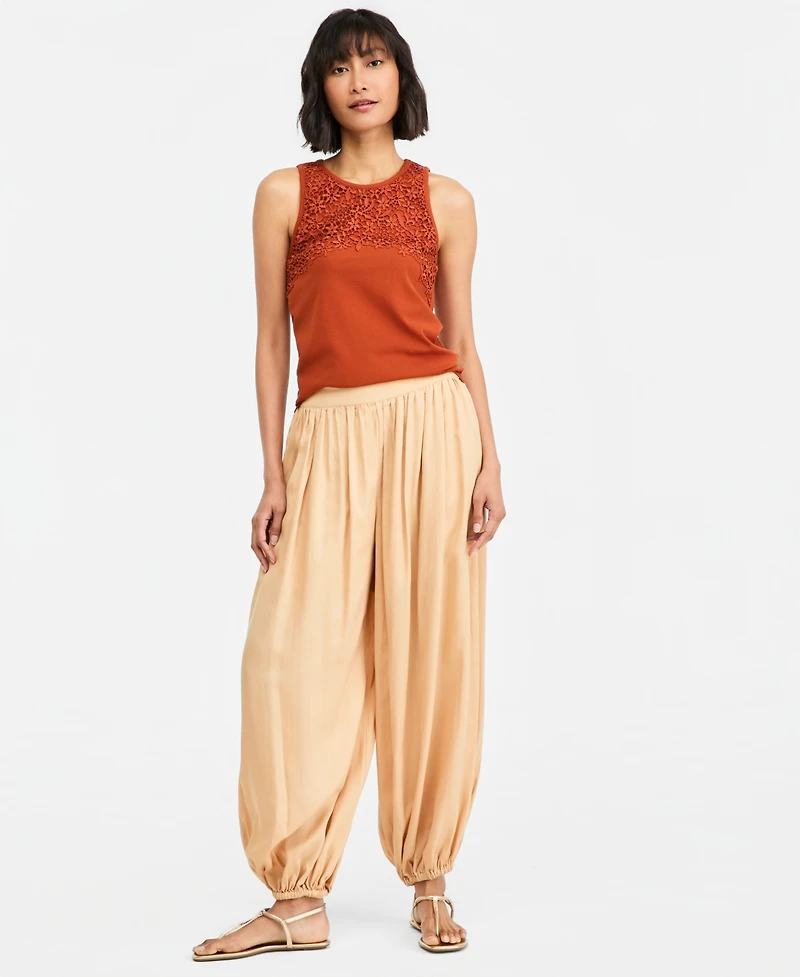 On 34th Women's High-Neck Sleeveless Lace-Trim Tank Top, Macy's Exclusive