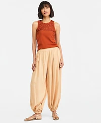 On 34th Women's High-Neck Sleeveless Lace-Trim Tank Top, Macy's Exclusive