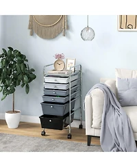 Gouun Compact 6-Drawer Storage Cart on Wheels with Steel Frame