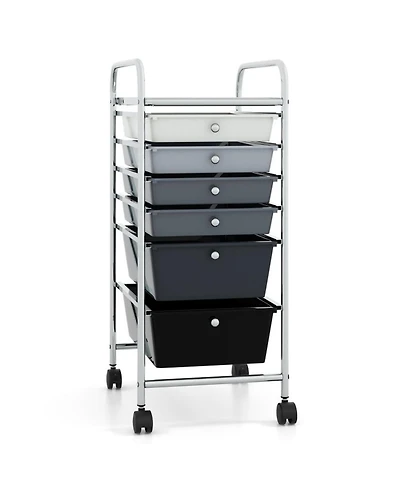 Gouun Compact 6-Drawer Storage Cart on Wheels with Steel Frame