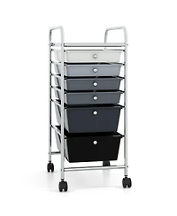 Gouun Compact 6-Drawer Storage Cart on Wheels with Steel Frame