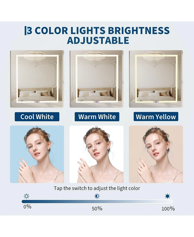 Homfan Makeup Vanity Desk with Smart Led Mirror and Power Station, Small Vanity Desk with with Fold-up Panel, Storage Chair and Open Shelves