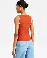 On 34th Women's Sleeveless Rib-Knit Whipstitch Button Front Top, Macy's Exclusive