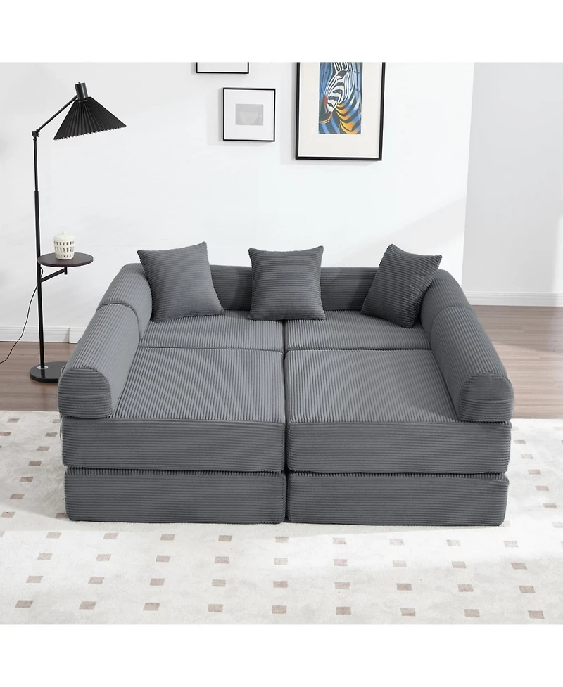 Streamdale Furniture Convertible Folding Sofa Bed with Pillow Back Handrail, Cloud Mattress Sofa