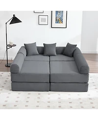 Streamdale Furniture Convertible Folding Sofa Bed with Pillow Back Handrail, Cloud Mattress Sofa