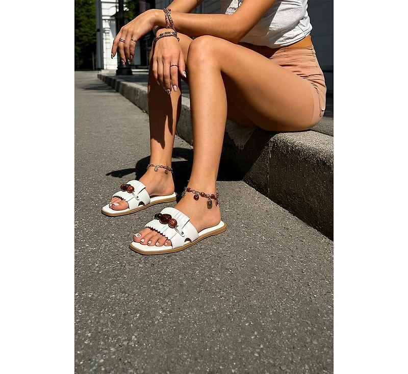 London Rag Women's Nakasa Beaded Faux Leather Slip Ons