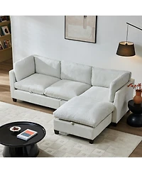 Streamdale Furniture Chenille 96.5" Sectional Sofa with Ottoman