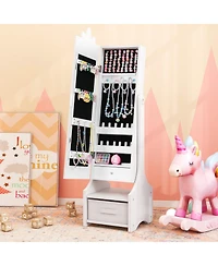 Gouun Kids Princess Vanity Table and Stool Set with Jewelry Cabinet