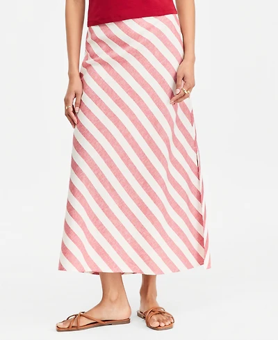 On 34th Women's Stripe Linen Blend Side Slit Skirt, Macy's Exclusive
