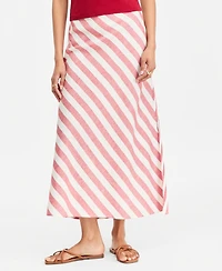 On 34th Women's Stripe Linen Blend Side Slit Skirt, Macy's Exclusive
