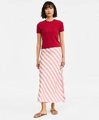 On 34th Women's Stripe Linen Blend Side Slit Skirt, Macy's Exclusive