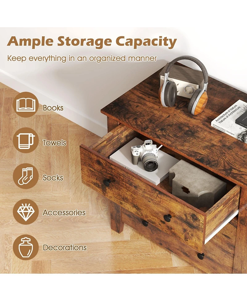 Gymax 3-Drawer Dresser 28.5'' Wide Chest of Drawers Modern Large Nightstand for Bedroom