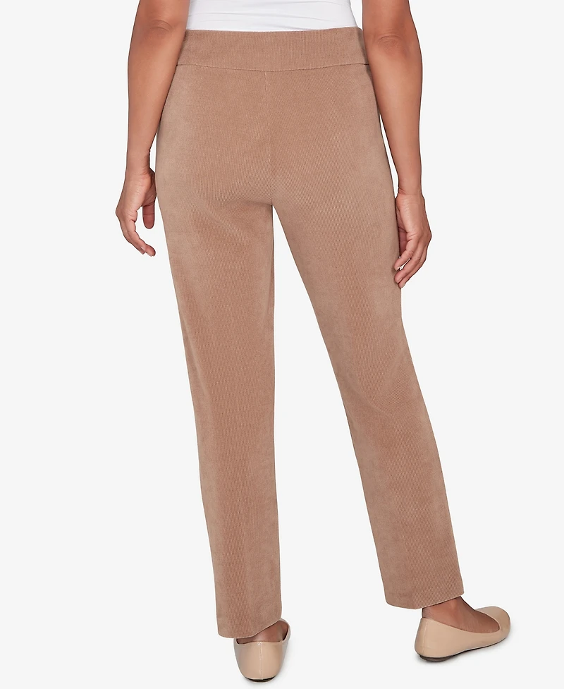 Alfred Dunner Petite Vienna Allure Fit Pull-On Knit Corduroy Average Length Pants