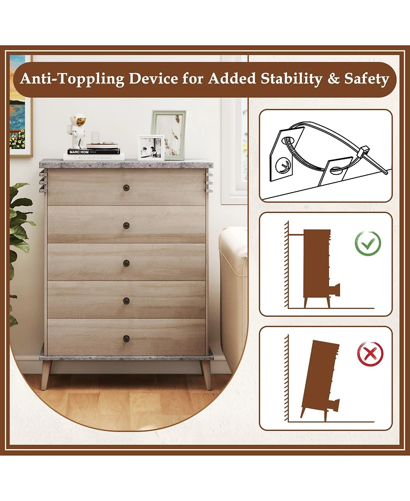 Sugift Farmhouse Chest Dresser of Drawers Tall Storage Organizer.