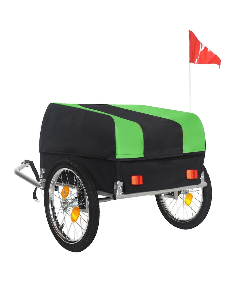 Rainsken Heavy-Duty Bike Cargo Trailer, Bicycle Storage Cart with Removable Cover, All-Terrain Wheels and Foldable Design, 88 lbs Capacity