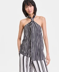 I.n.c. International Concepts Women's Striped Twist Front Halter Top Macy's Exclusive