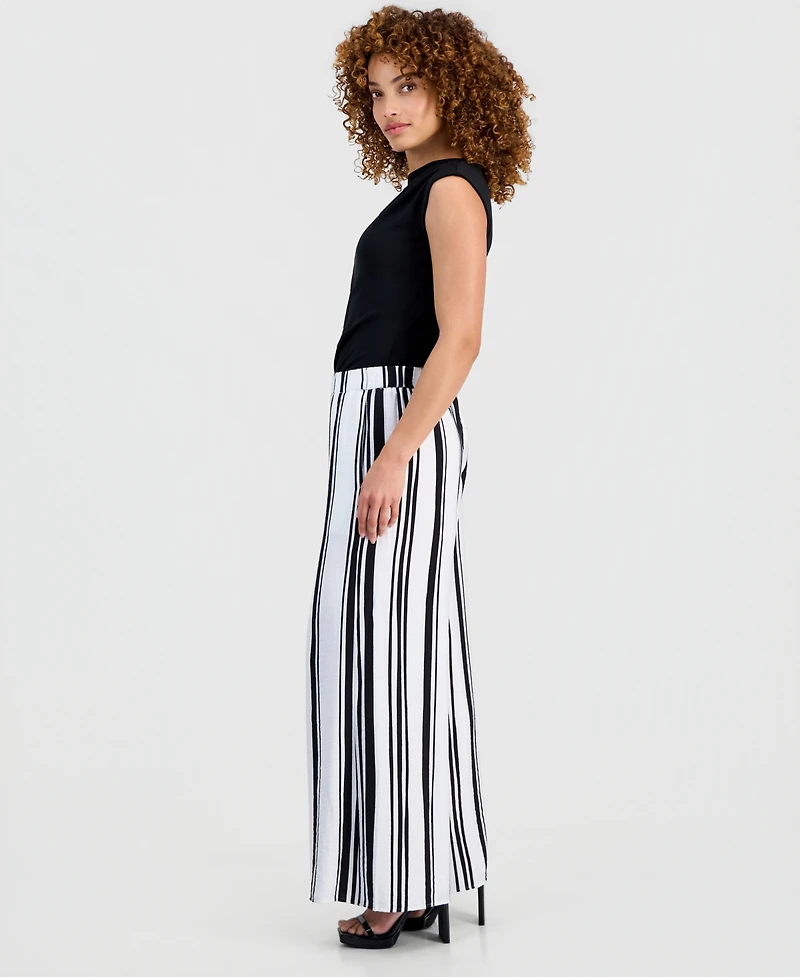 I.n.c. International Concepts Petite Stripe High-Rise Wide-Leg Pants, Macy's Exclusive